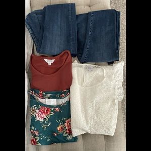 Maternity bundle - Jeans x 2 size 14, dress-XL, tops XL